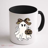 Funny Halloween Camouflage Camo Ghost Hello Hunting Season Coffee Mug thumb 1