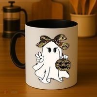 Funny Halloween Camouflage Camo Ghost Hello Hunting Season Coffee Mug thumb 4