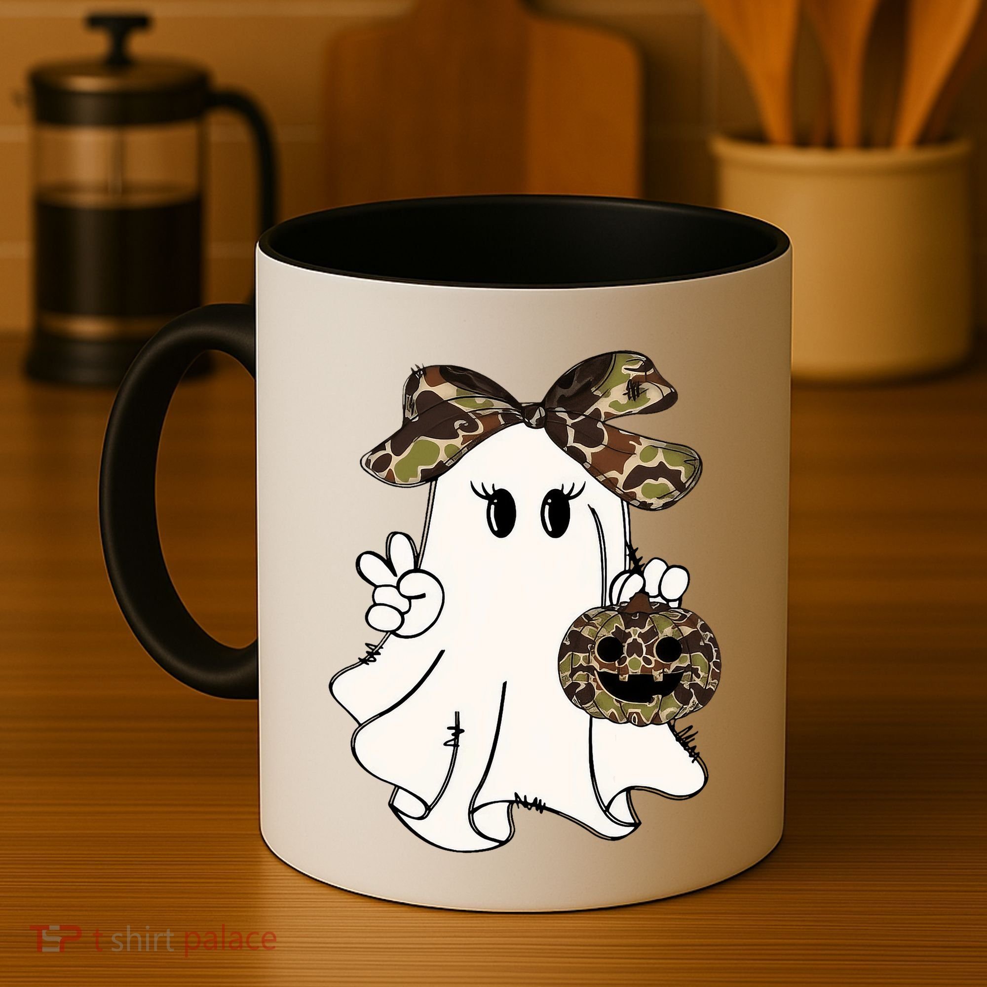 Funny Halloween Camouflage Camo Ghost Hello Hunting Season Coffee Mug