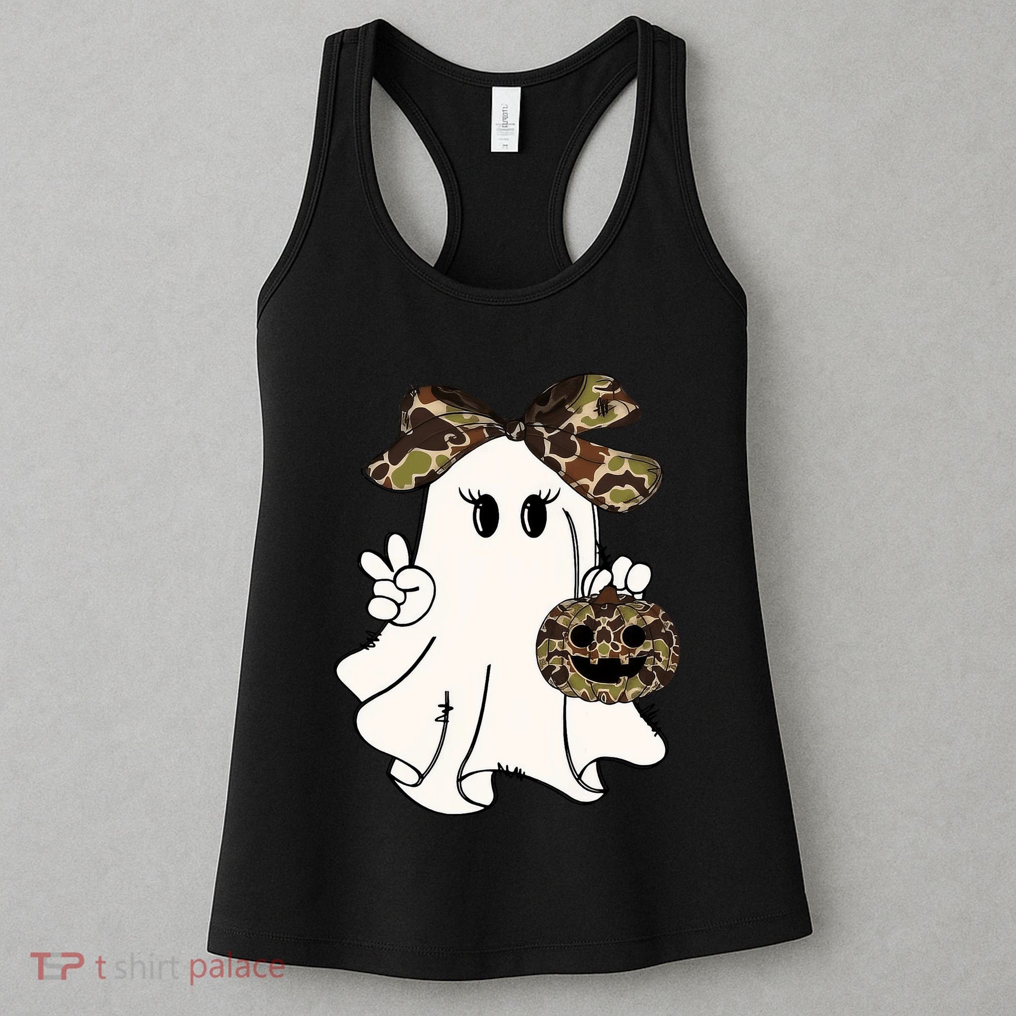 Funny Halloween Camouflage Camo Ghost Hello Hunting Season Women's Tank Top