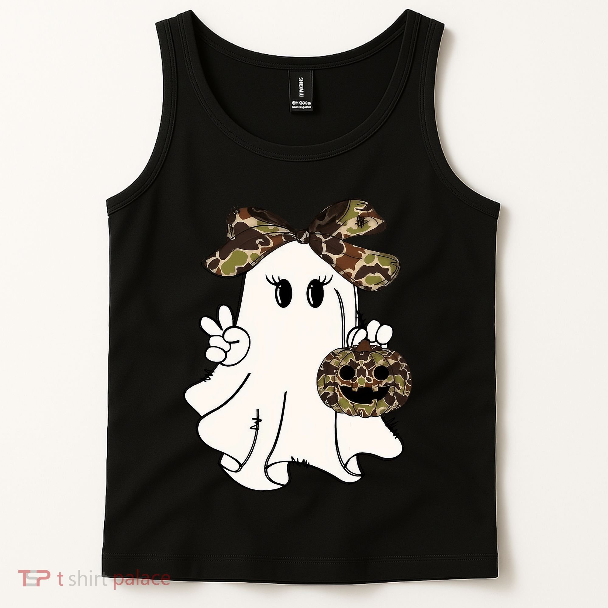 Funny Halloween Camouflage Camo Ghost Hello Hunting Season Tank Top