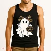 Funny Halloween Camouflage Camo Ghost Hello Hunting Season Tank Top thumb 3