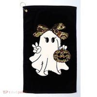 Funny Halloween Camouflage Camo Ghost Hello Hunting Season Golf Towel thumb 0