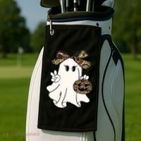 Funny Halloween Camouflage Camo Ghost Hello Hunting Season Golf Towel thumb 2
