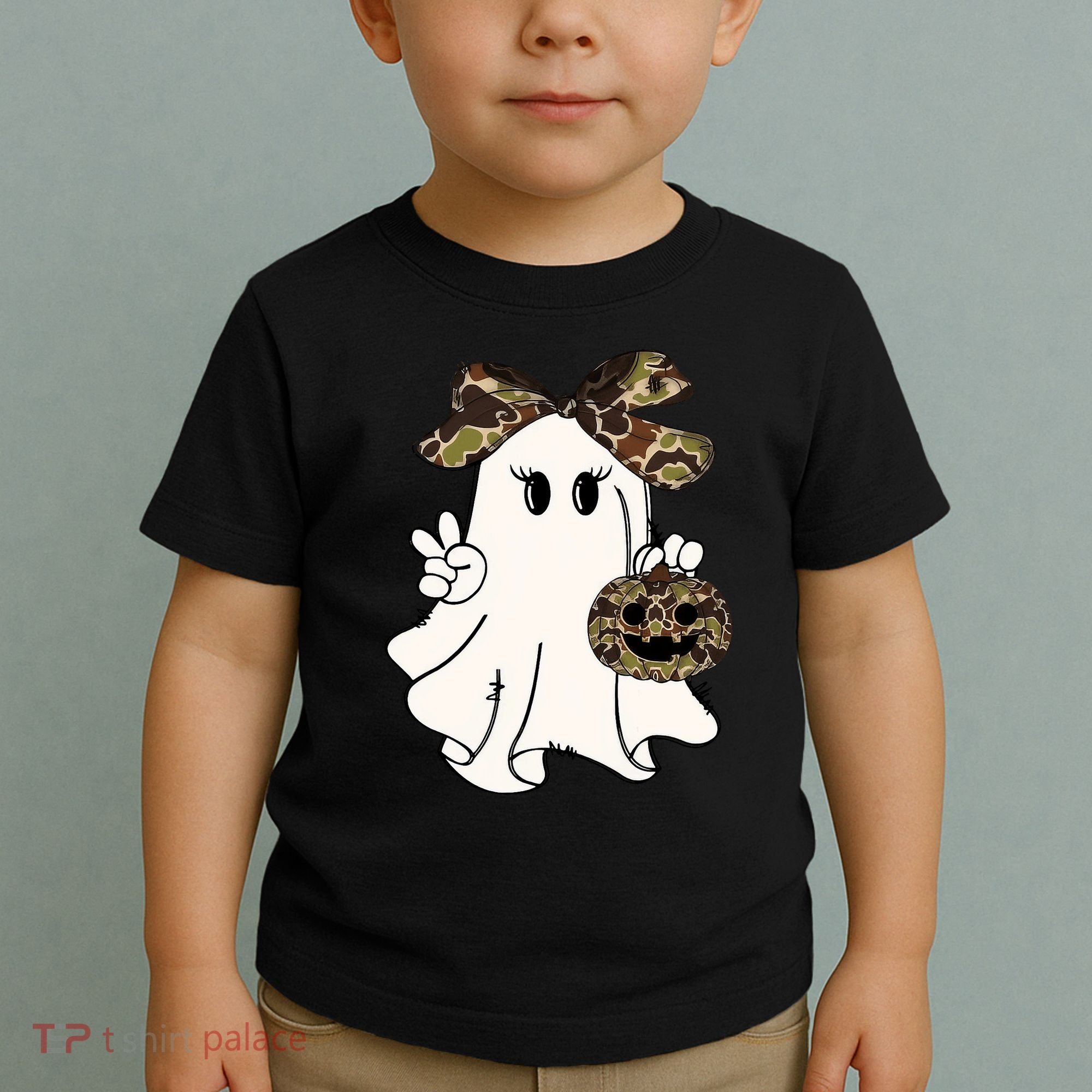 Funny Halloween Camouflage Camo Ghost Hello Hunting Season Toddler T-Shirt