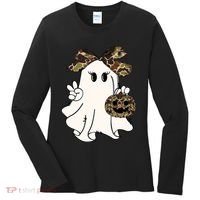 Funny Halloween Camouflage Camo Ghost Hello Hunting Season Women's Long Sleeve Shirt thumb 0