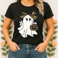 Funny Halloween Camouflage Camo Ghost Hello Hunting Season Women's T-Shirt thumb 2