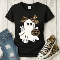 Funny Halloween Camouflage Camo Ghost Hello Hunting Season Women's T-Shirt thumb 3