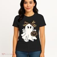 Funny Halloween Camouflage Camo Ghost Hello Hunting Season Women's T-Shirt thumb 4