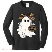 Funny Halloween Camouflage Camo Ghost Hello Hunting Season Kids Long Sleeve Shirt thumb 0