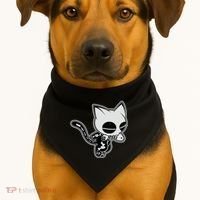 Funny Halloween Cute Ghost Skelekat USA-Made Doggie Bandana thumb 1