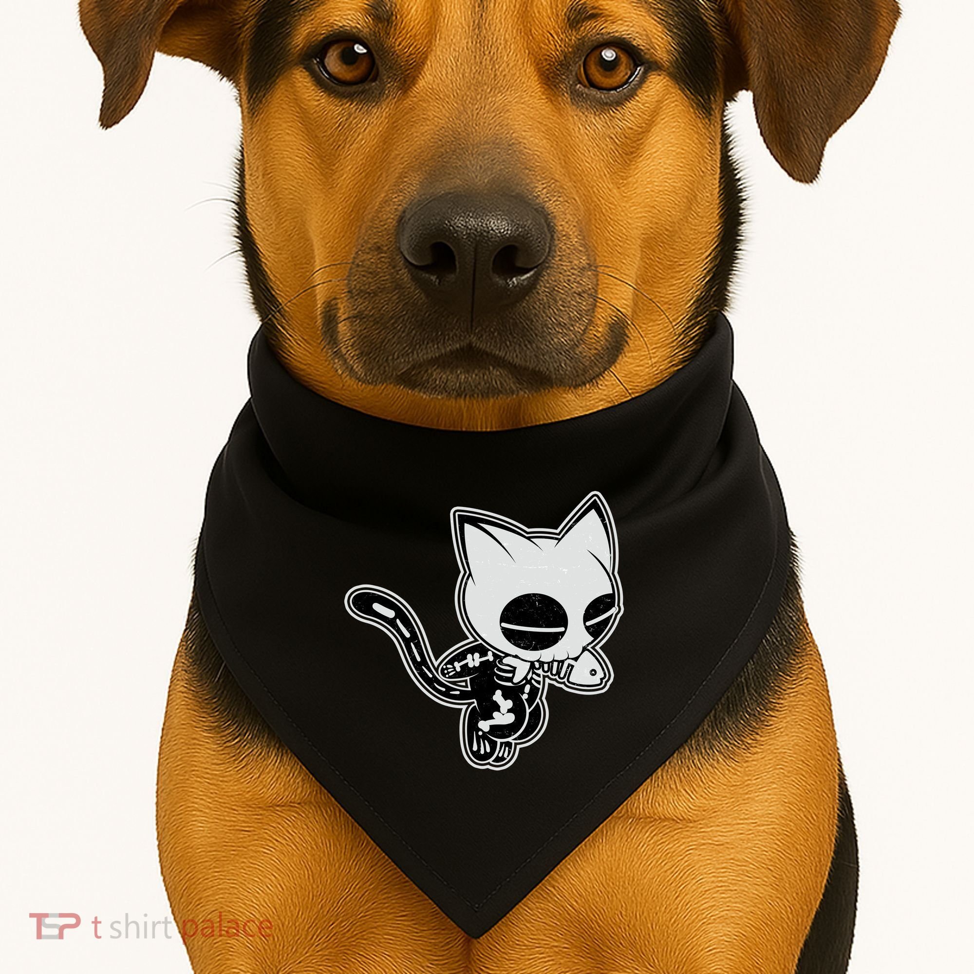 Funny Halloween Cute Ghost Skelekat USA-Made Doggie Bandana