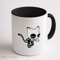 Funny Halloween Cute Ghost Skelekat Coffee Mug thumb 1