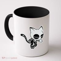 Funny Halloween Cute Ghost Skelekat Coffee Mug thumb 0
