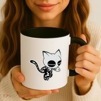 Funny Halloween Cute Ghost Skelekat Coffee Mug thumb 3