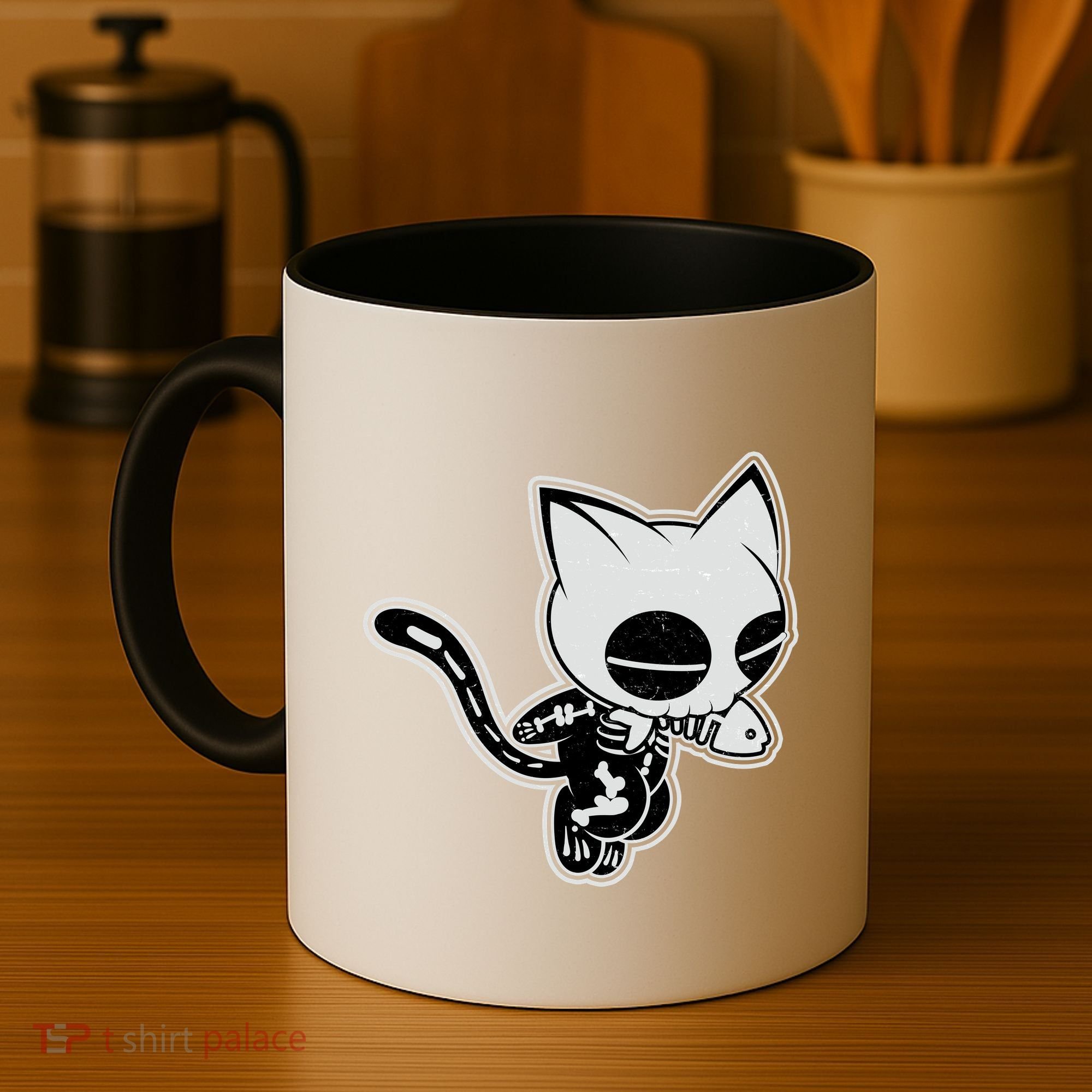 Funny Halloween Cute Ghost Skelekat Coffee Mug