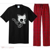 Funny Halloween Cute Ghost Skelekat Pajama Set thumb 0