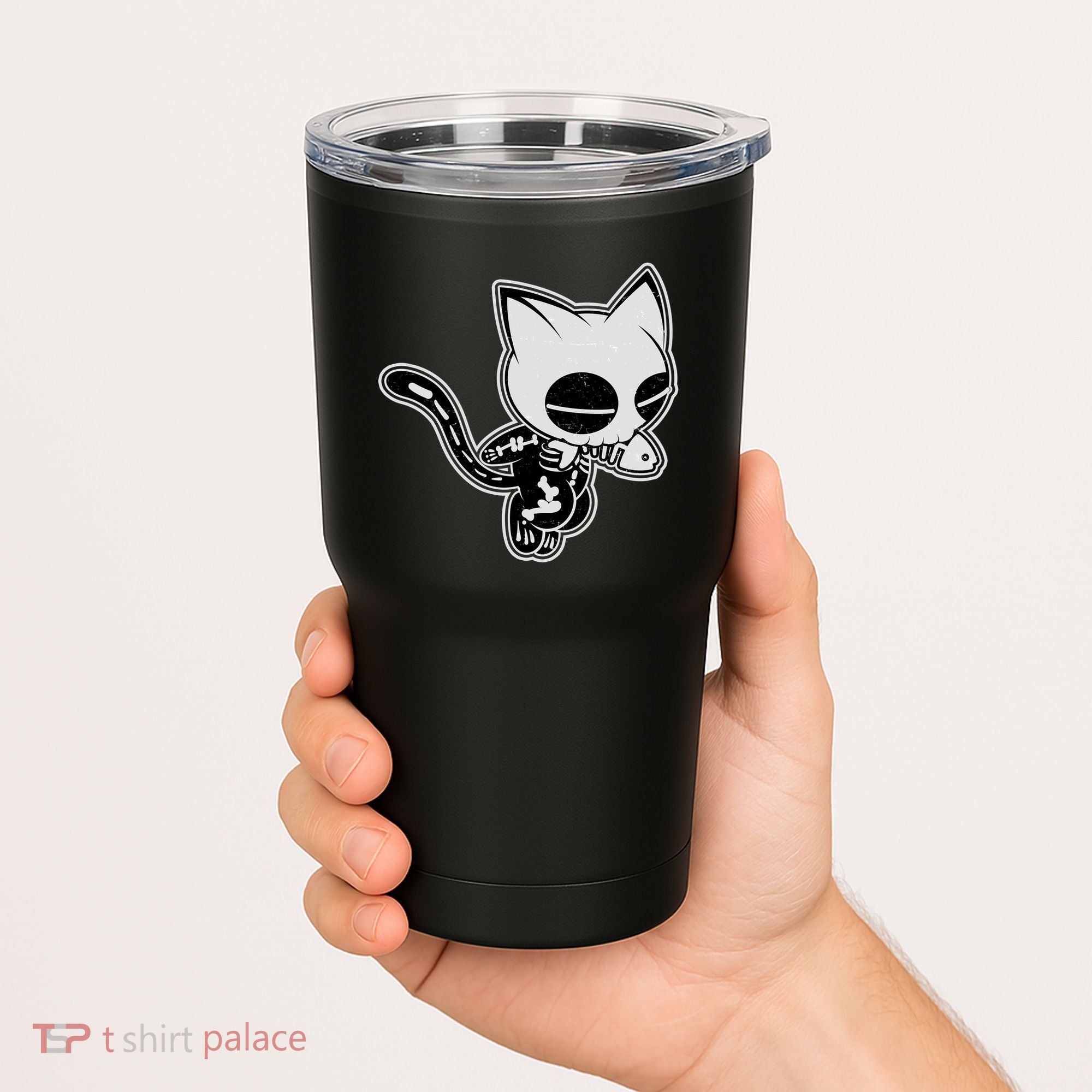 Funny Halloween Cute Ghost Skelekat Tumbler