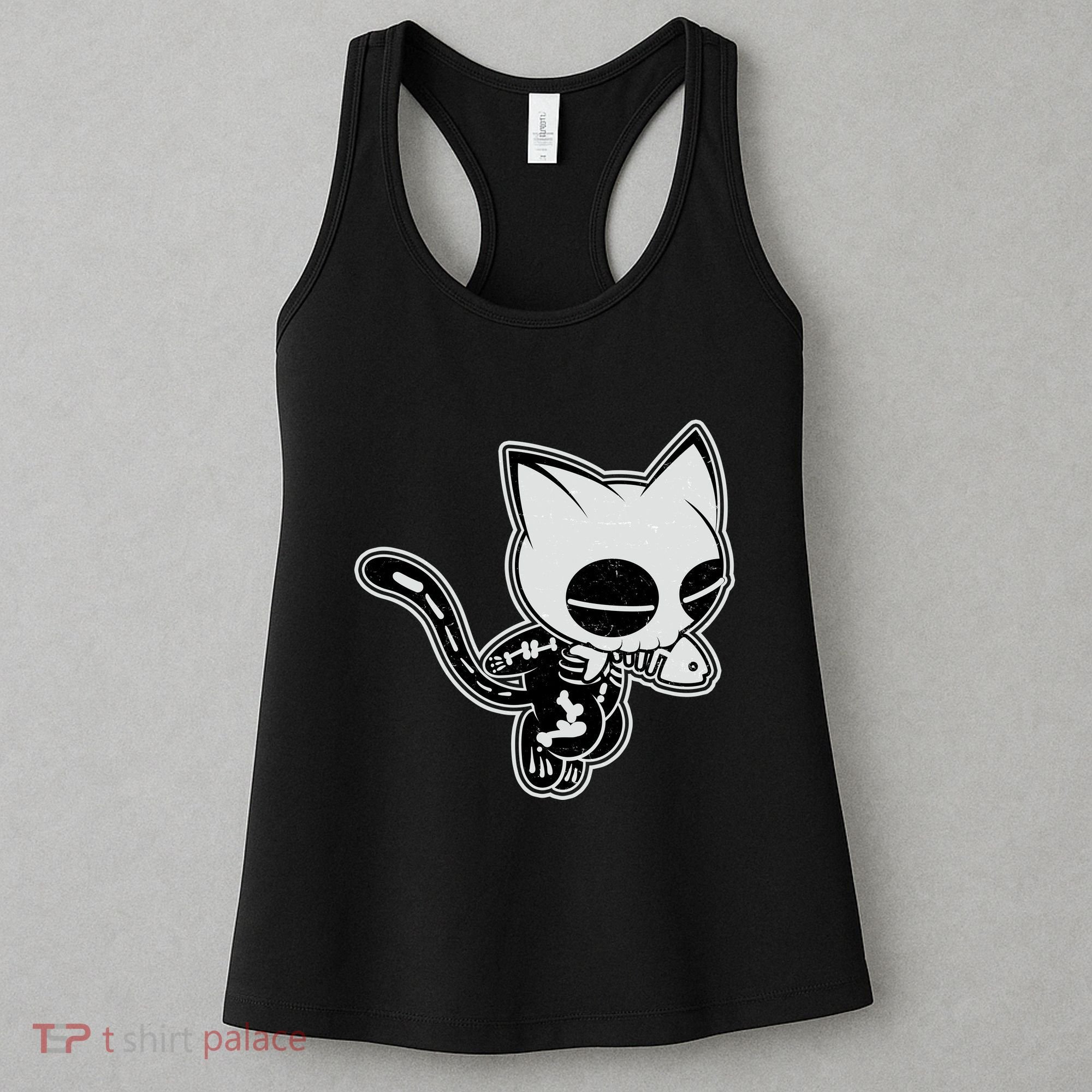 Funny Halloween Cute Ghost Skelekat Women's Tank Top