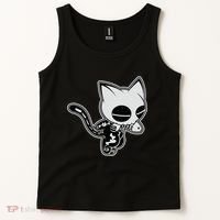 Funny Halloween Cute Ghost Skelekat Tank Top thumb 2