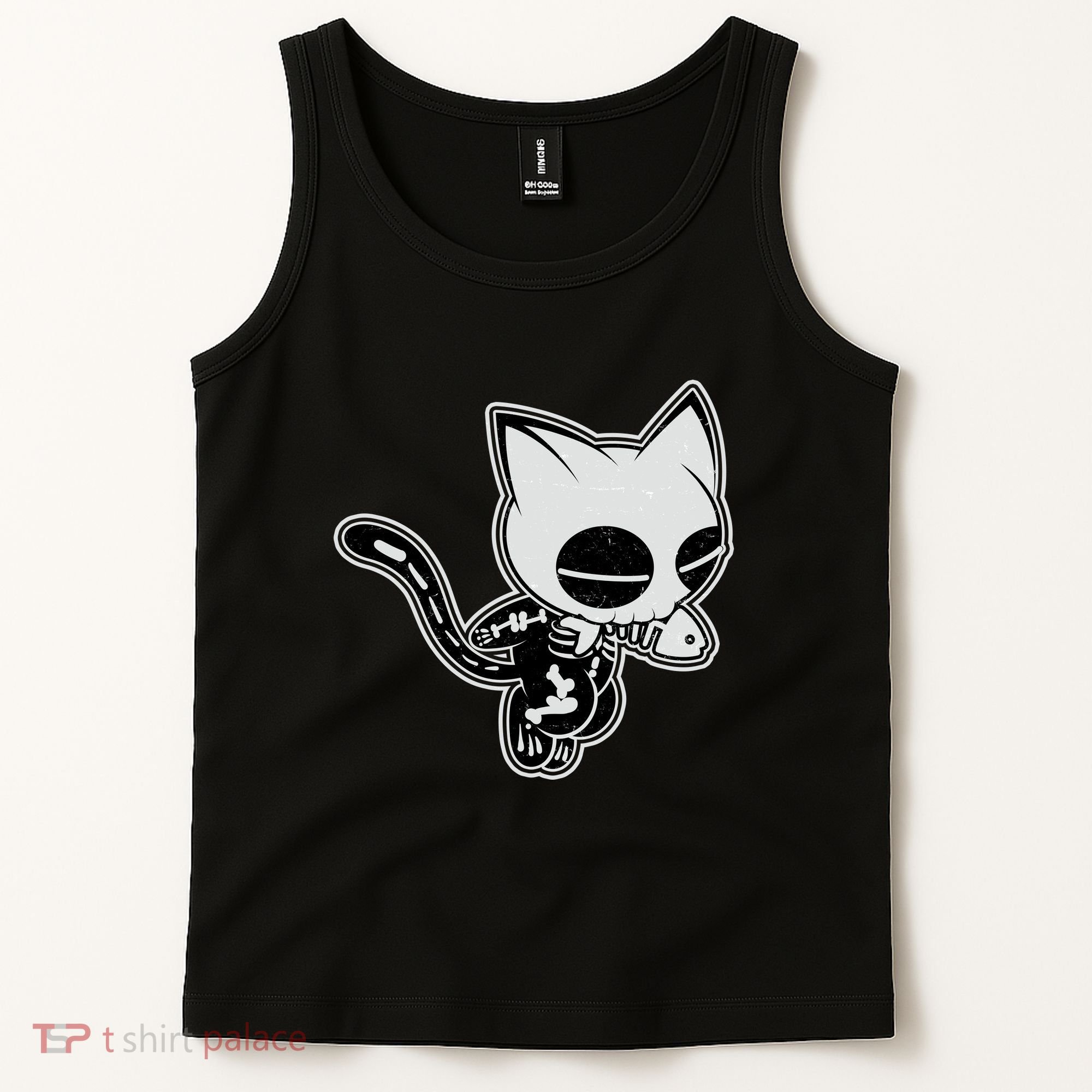 Funny Halloween Cute Ghost Skelekat Tank Top