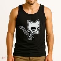 Funny Halloween Cute Ghost Skelekat Tank Top thumb 3