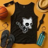 Funny Halloween Cute Ghost Skelekat Tank Top thumb 4