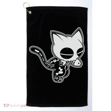 Funny Halloween Cute Ghost Skelekat Golf Towel