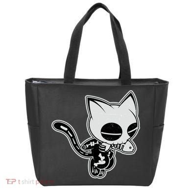 Funny Halloween Cute Ghost Skelekat Tote Bag