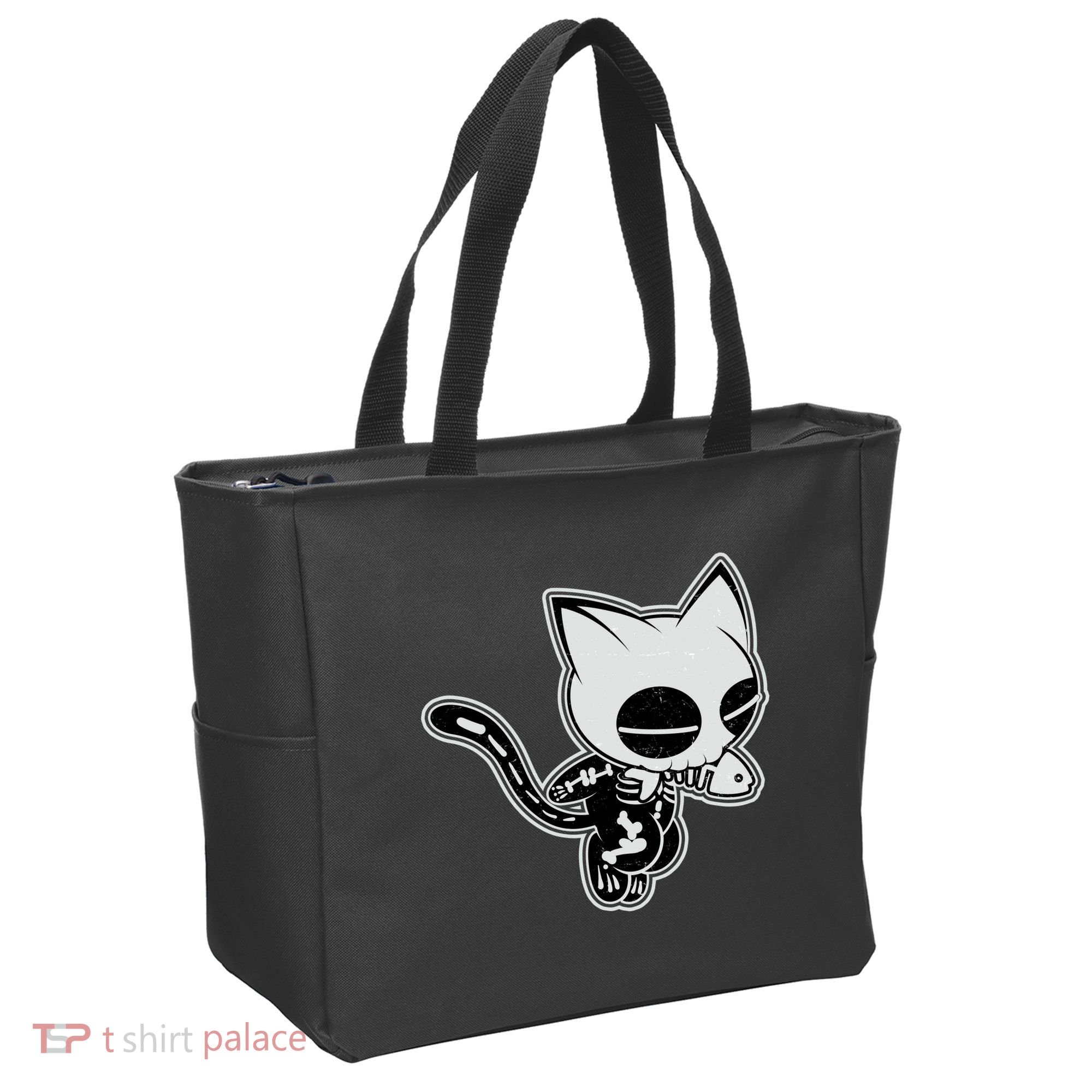 Funny Halloween Cute Ghost Skelekat Tote Bag