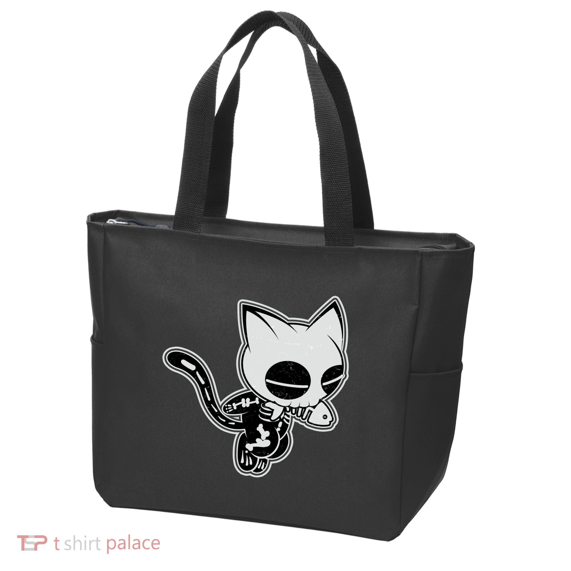 Funny Halloween Cute Ghost Skelekat Tote Bag