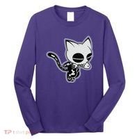 Funny Halloween Cute Ghost Skelekat Long Sleeve Shirt thumb 0