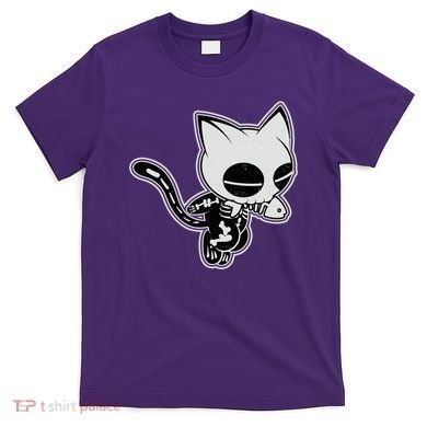 Funny Halloween Cute Ghost Skelekat T-Shirt