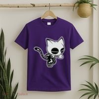 Funny Halloween Cute Ghost Skelekat T-Shirt thumb 2