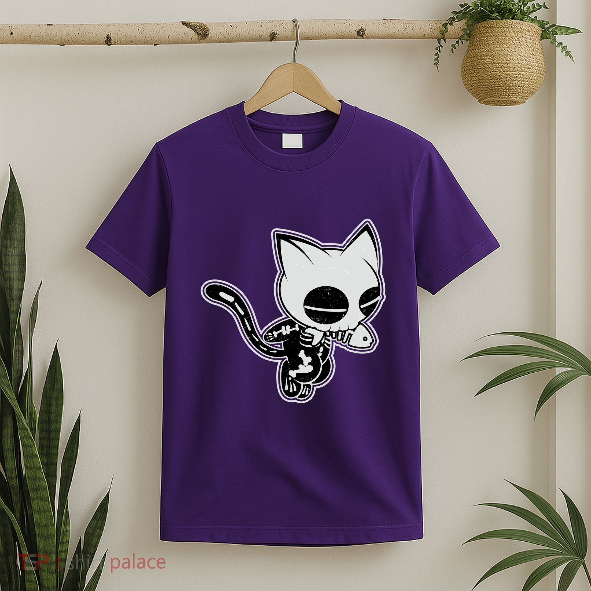 Funny Halloween Cute Ghost Skelekat T-Shirt