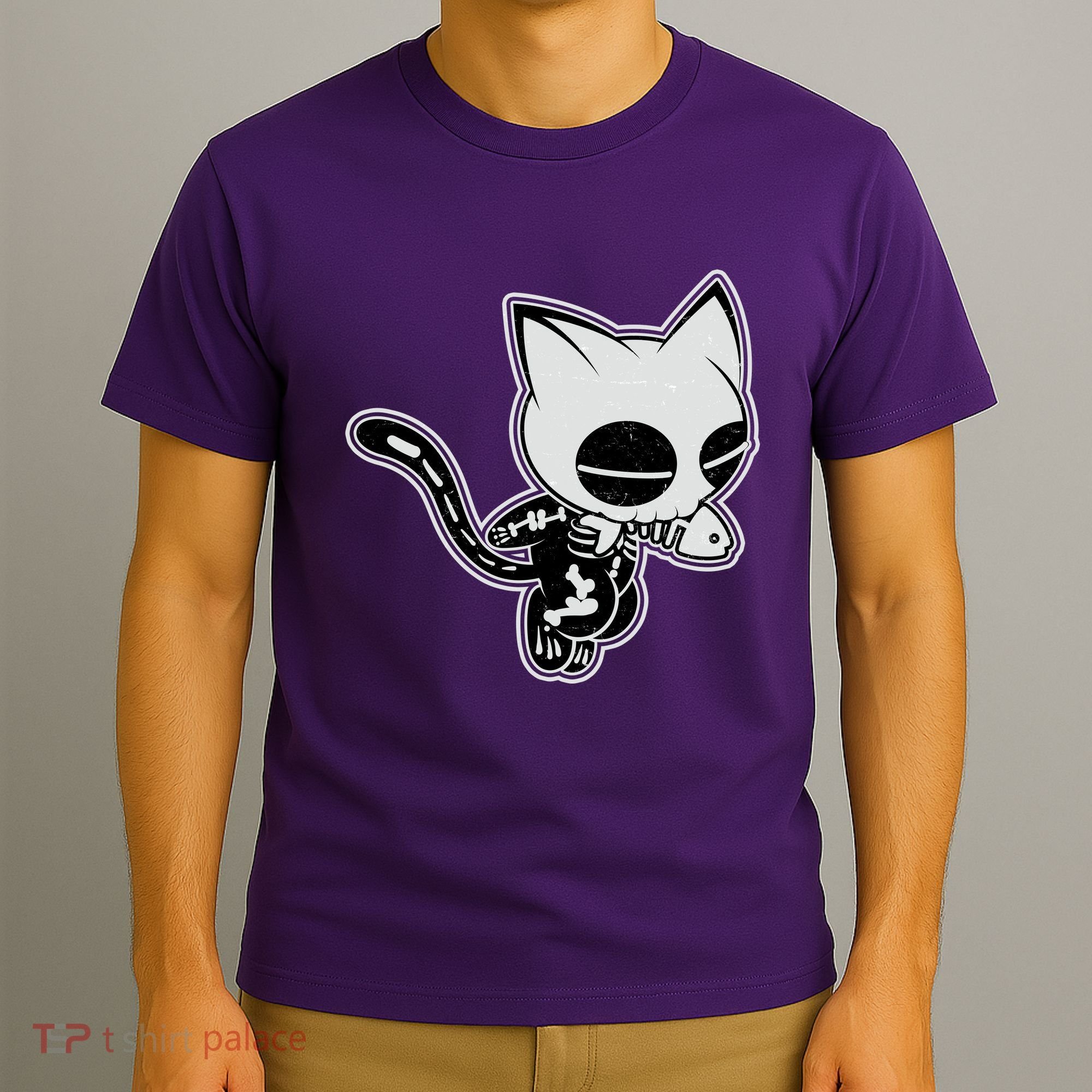 Funny Halloween Cute Ghost Skelekat T-Shirt