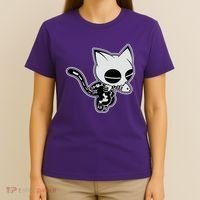 Funny Halloween Cute Ghost Skelekat T-Shirt thumb 4