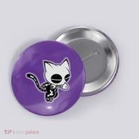 Funny Halloween Cute Ghost Skelekat Button thumb 0
