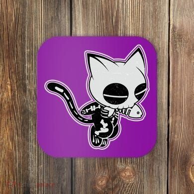 Funny Halloween Cute Ghost Skelekat Coaster