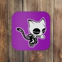Funny Halloween Cute Ghost Skelekat Coaster thumb 0