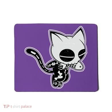 Funny Halloween Cute Ghost Skelekat Mousepad