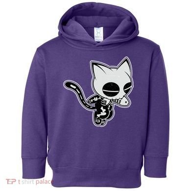 Funny Halloween Cute Ghost Skelekat Toddler Hoodie