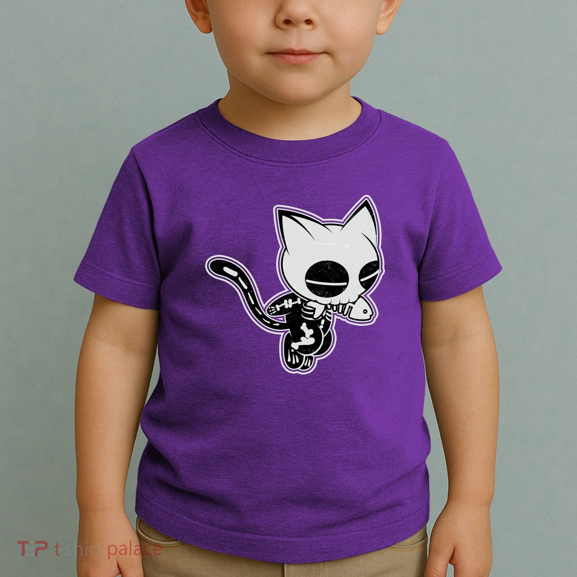 Funny Halloween Cute Ghost Skelekat Toddler T-Shirt