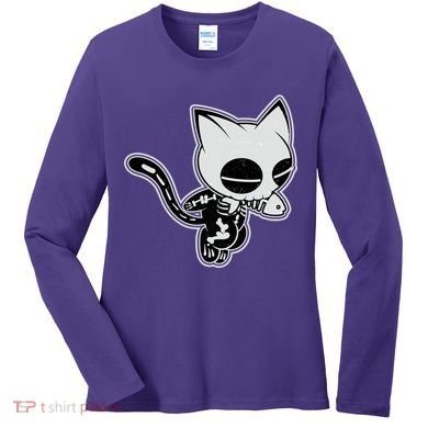 Funny Halloween Cute Ghost Skelekat Women's Long Sleeve Shirt