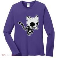 Funny Halloween Cute Ghost Skelekat Women's Long Sleeve Shirt thumb 0