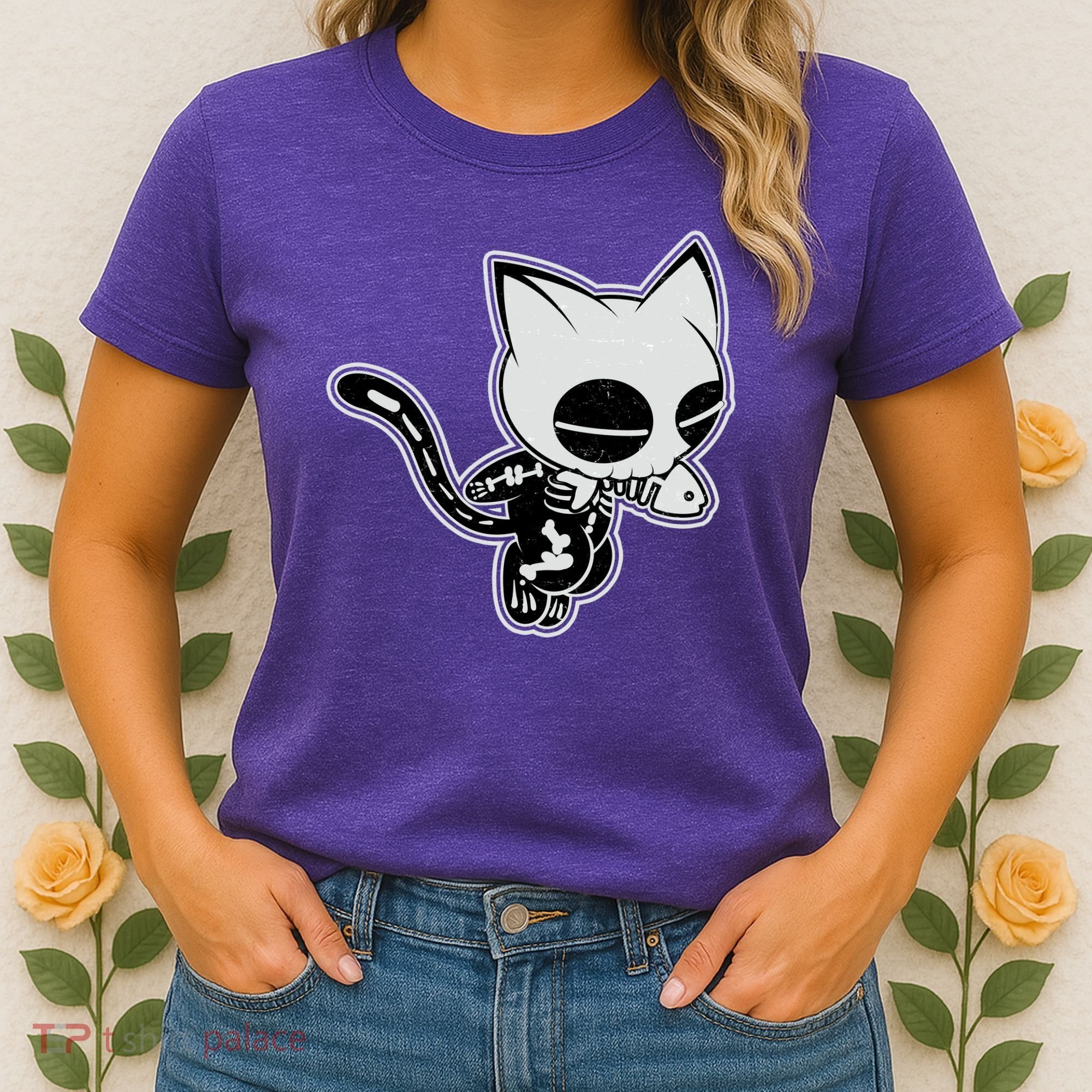 Funny Halloween Cute Ghost Skelekat Women's T-Shirt
