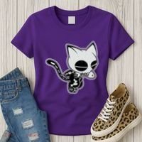 Funny Halloween Cute Ghost Skelekat Women's T-Shirt thumb 3