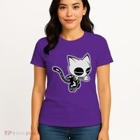 Funny Halloween Cute Ghost Skelekat Women's T-Shirt thumb 4