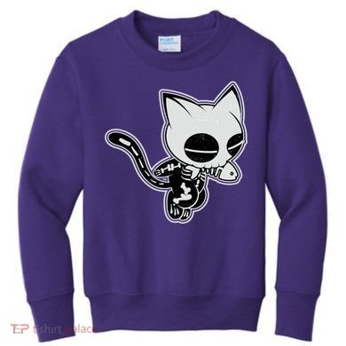 Funny Halloween Cute Ghost Skelekat Kids Sweatshirt