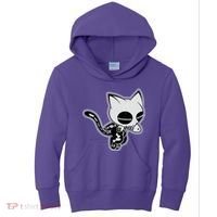 Funny Halloween Cute Ghost Skelekat Kids Hoodie thumb 0
